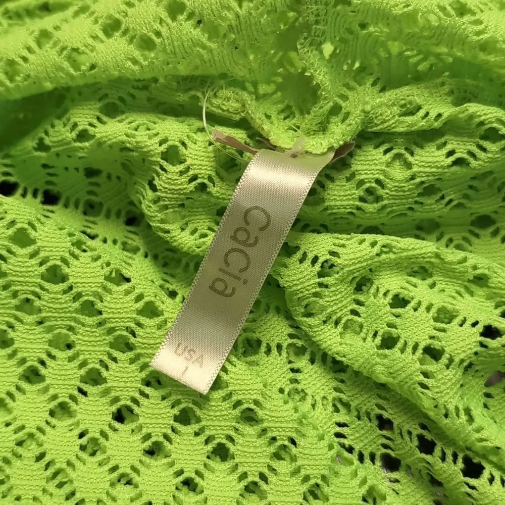 Cacai Bright‎ Lime Green Mesh Hooded Cover Up